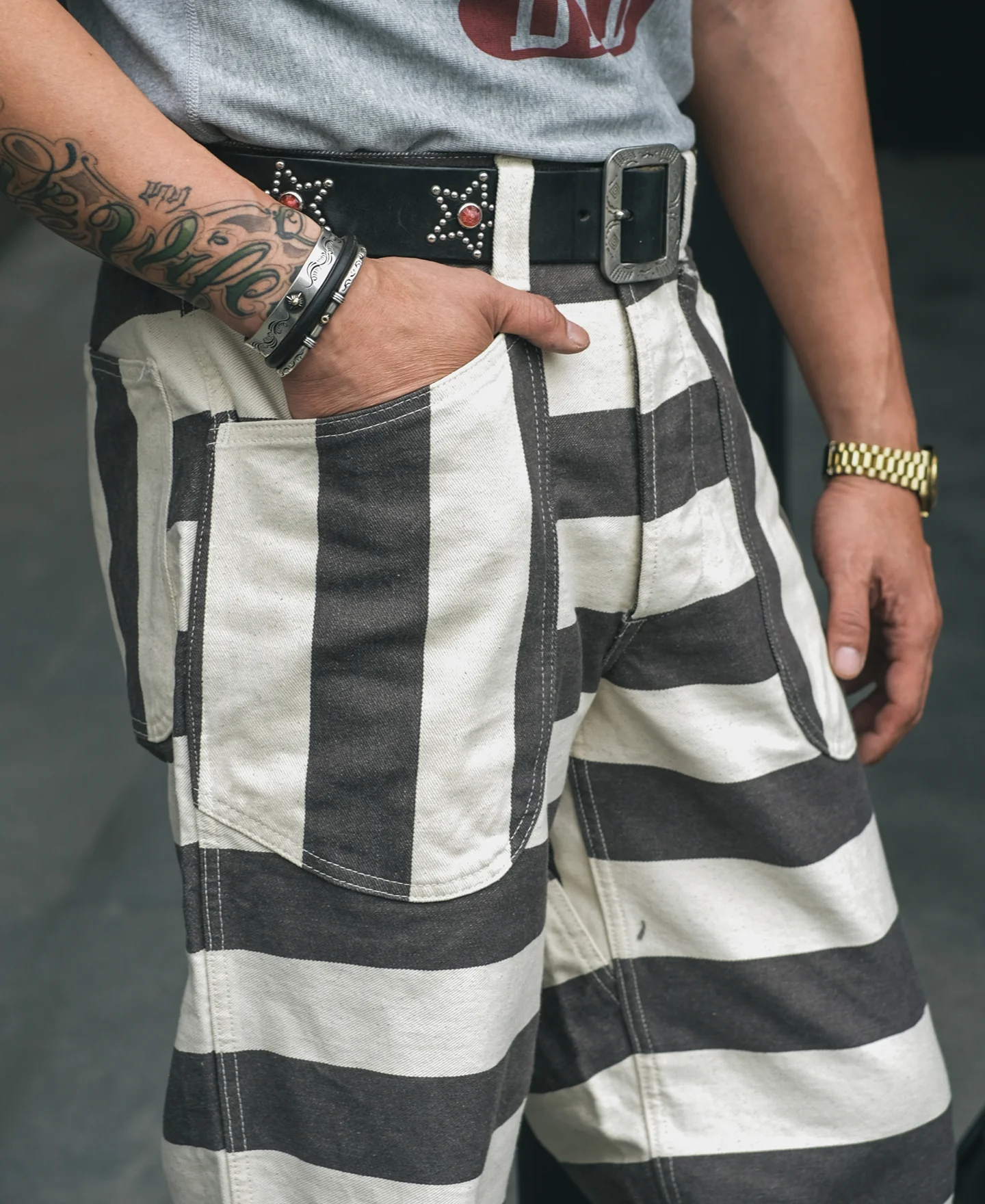 Heavyweight Wide Striped Prisoner Pants - Image 6