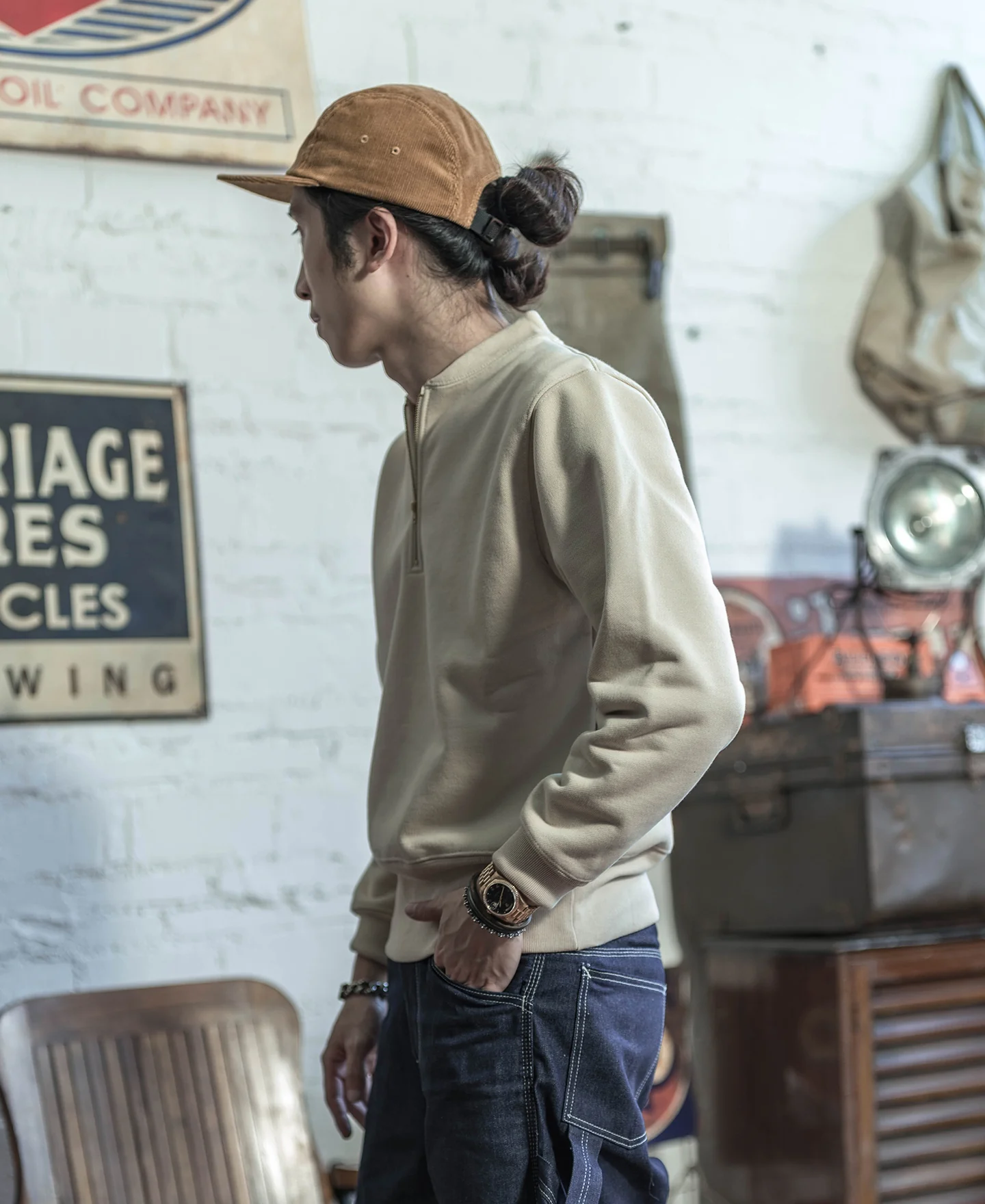 12.5 oz Corduroy 5 Panel Cap - Khaki - Image 8