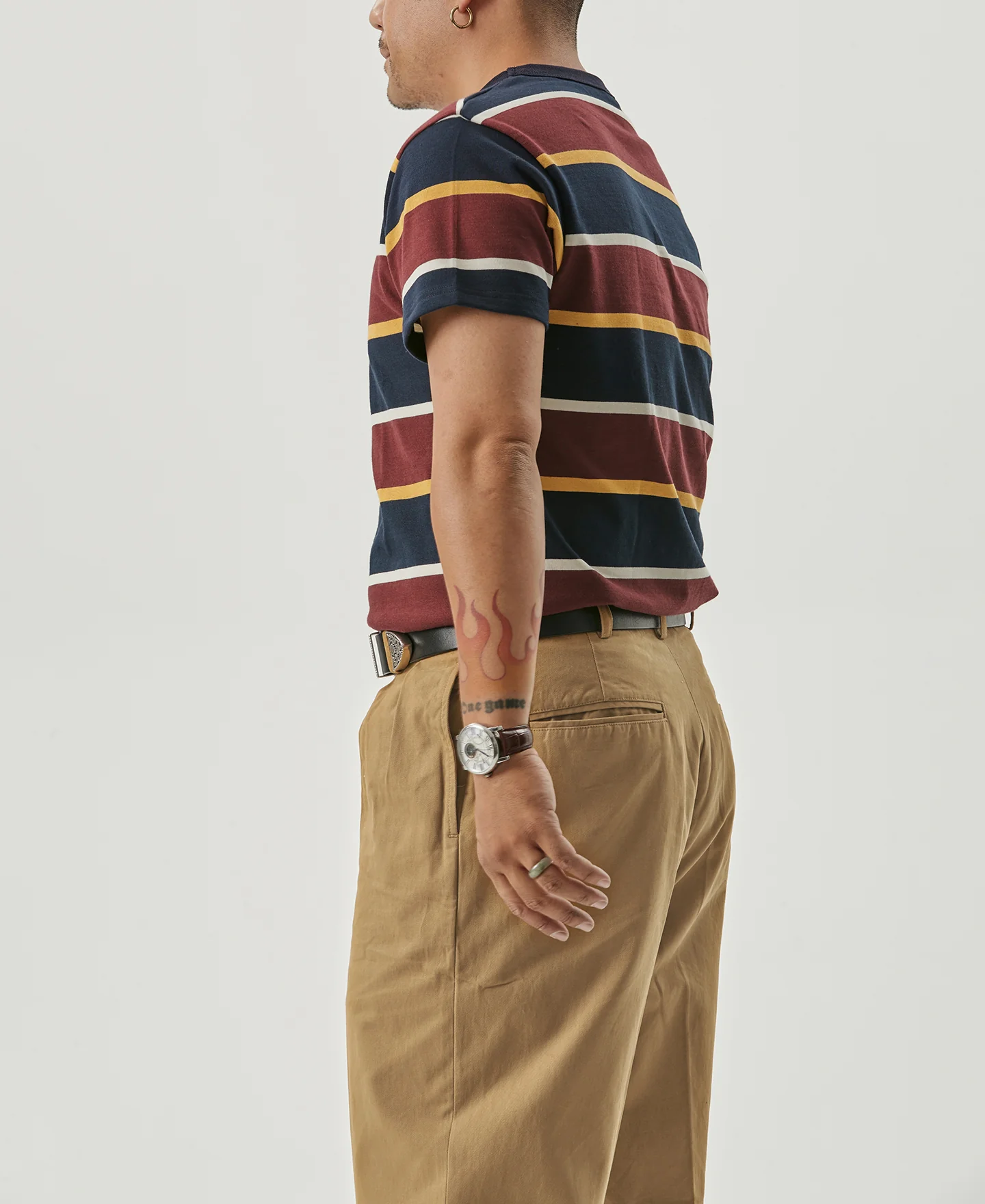 1930s IVY Style Double Pleated Chino Trousers - Yellow - Image 7