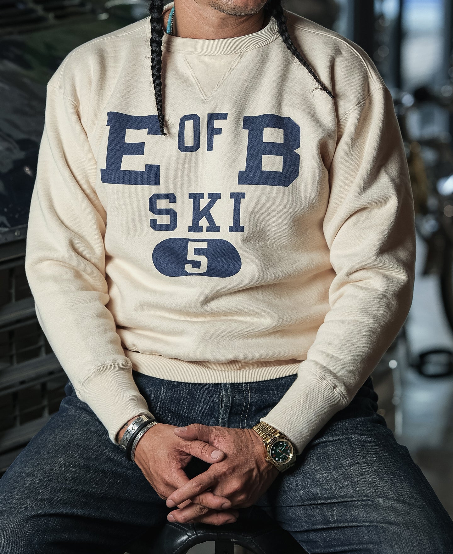 1940s Heavyweight SKI V-Inset Sweater - Apricot - Image 4