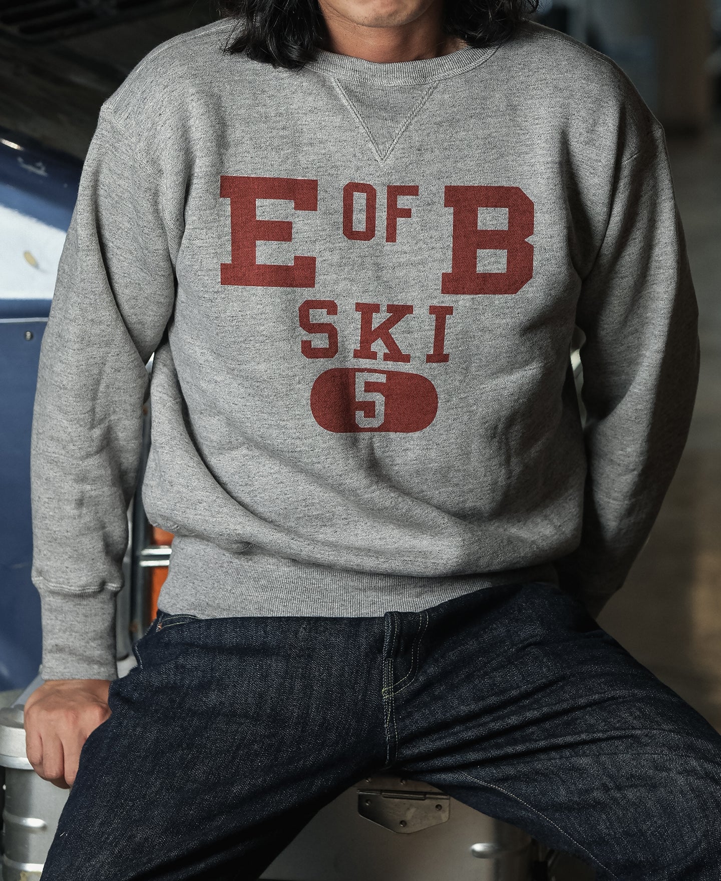1940s Heavyweight SKI V-Inset Sweater - Gray - Image 4