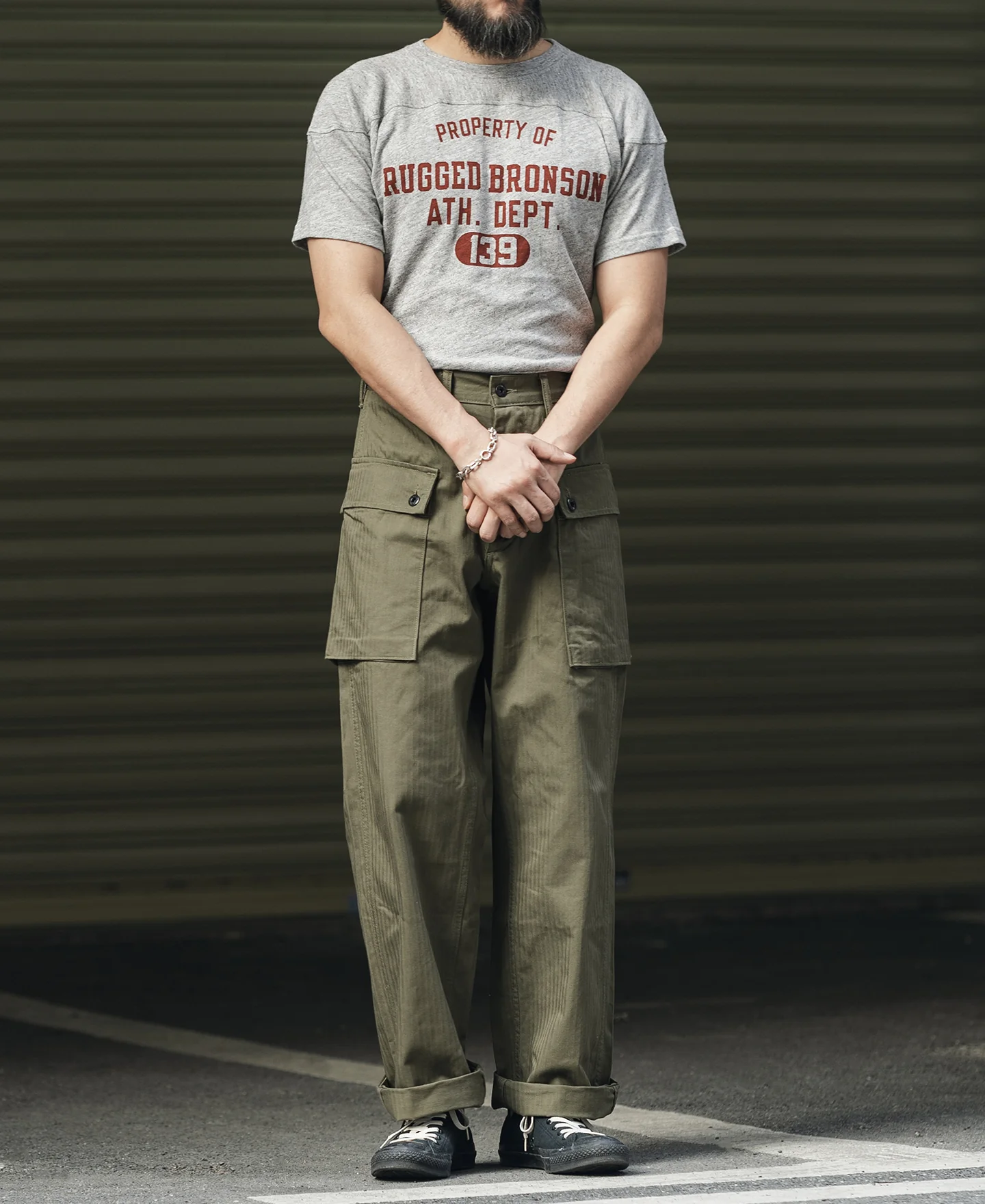 1950s Drop Shoulder Football T-Shirt - Gray - Image 3