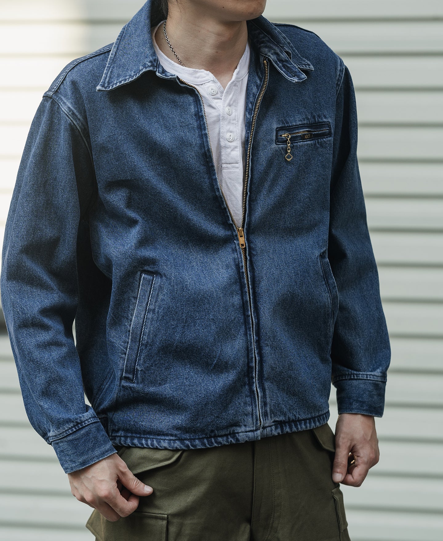 1970s Stonewashed Zip Up Denim Work Jacket - Image 3