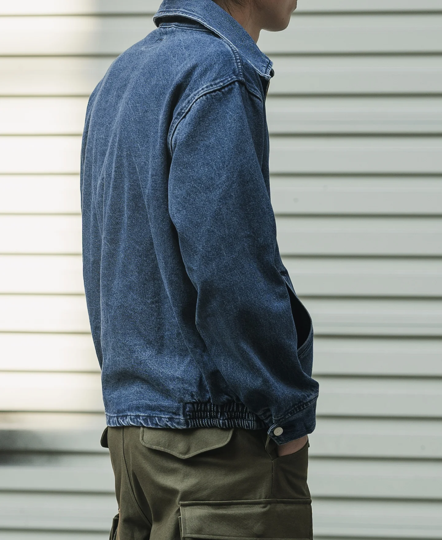 1970s Stonewashed Zip Up Denim Work Jacket - Image 6