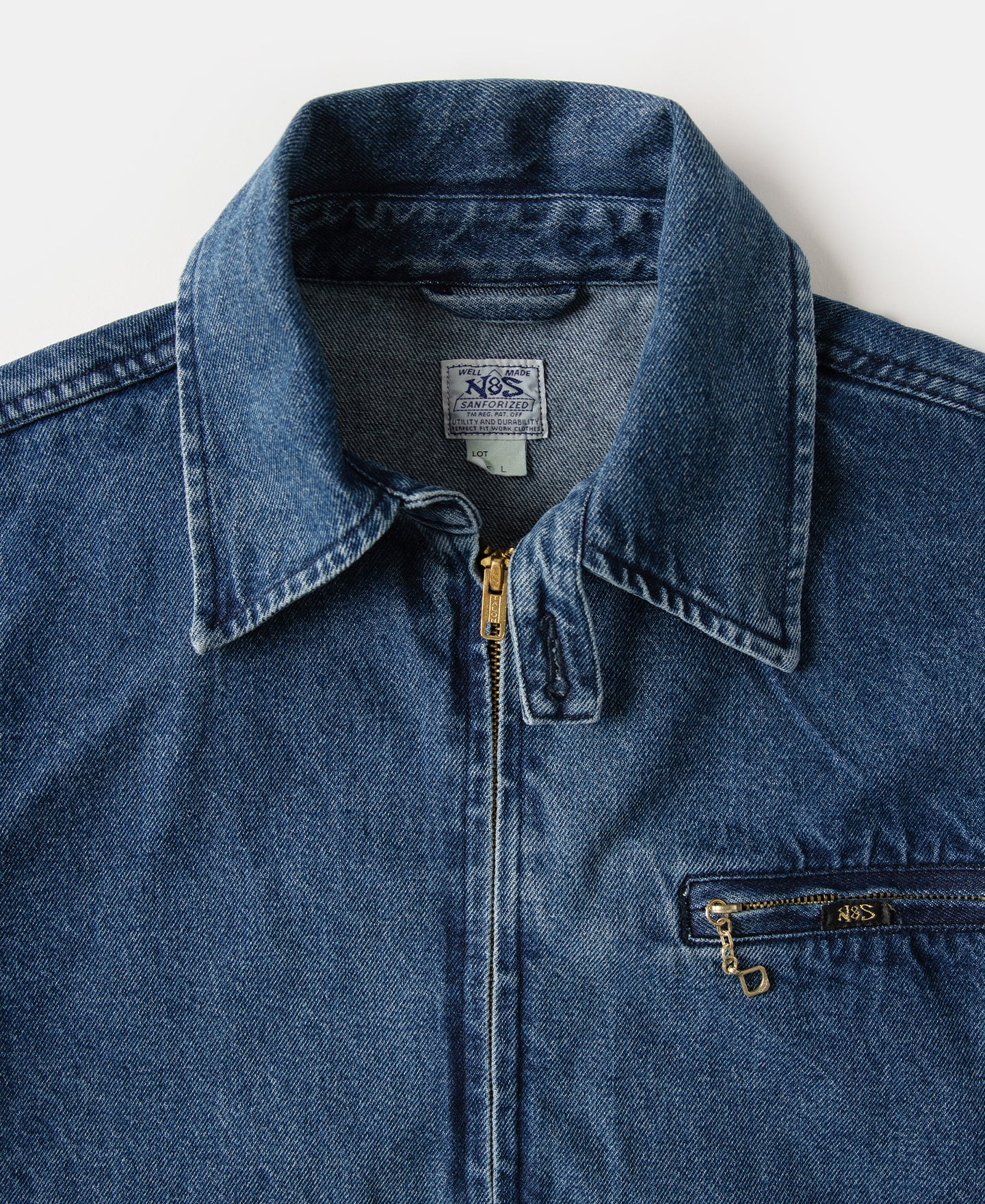 1970s Stonewashed Zip Up Denim Work Jacket - Image 7
