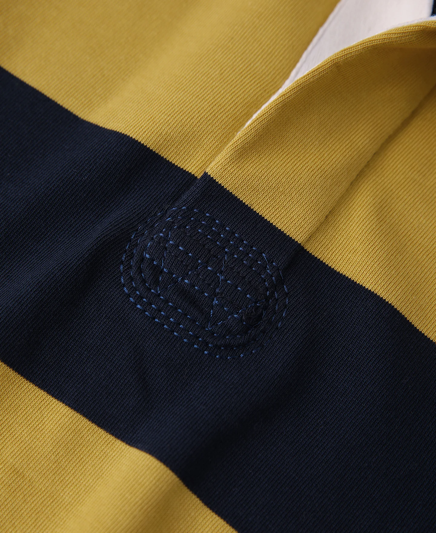 Classic Fit Striped Jersey Rugby Shirt - Yellow/Navy - Image 8