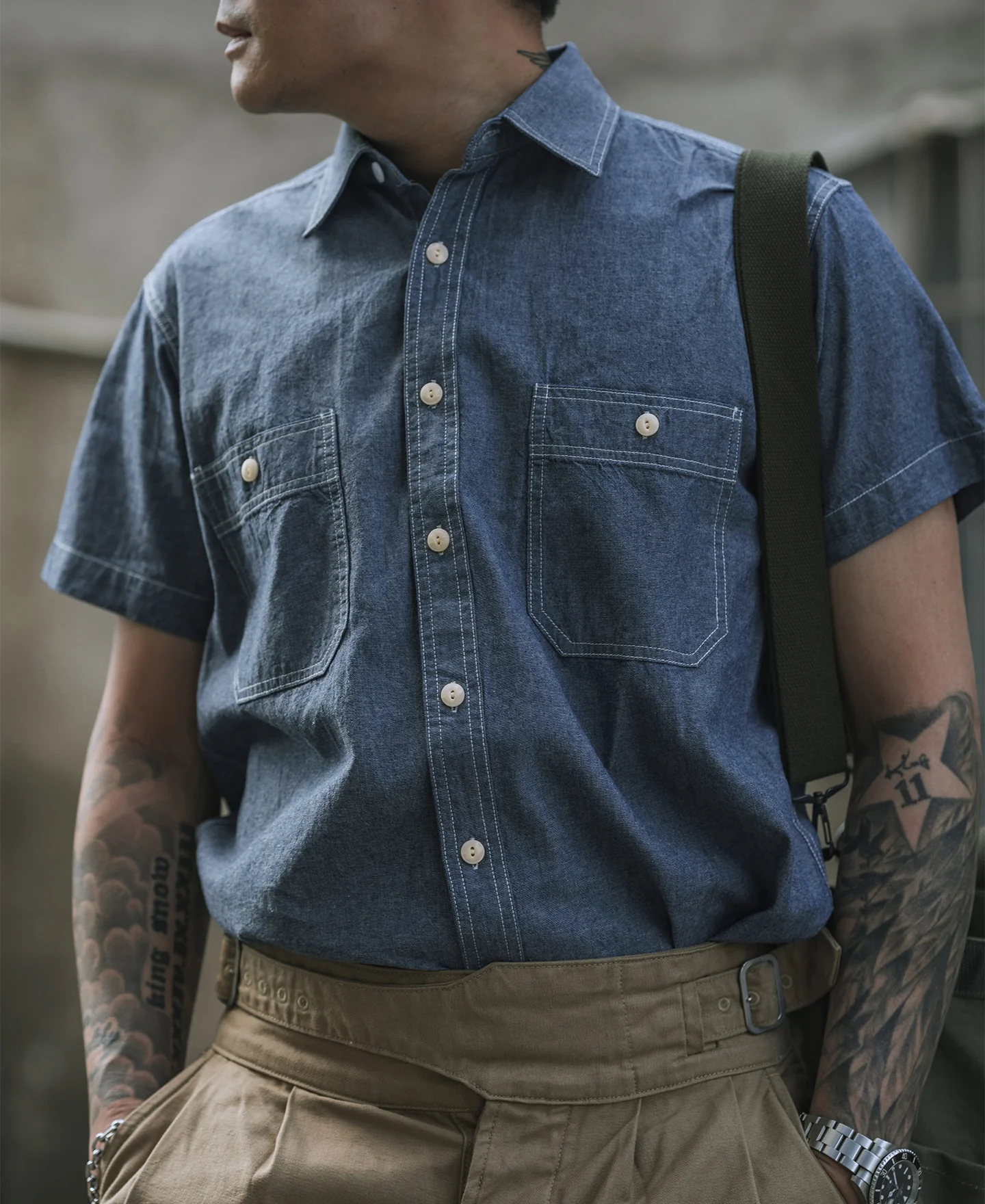 Chambray Short Sleeve Work Shirt - Image 3