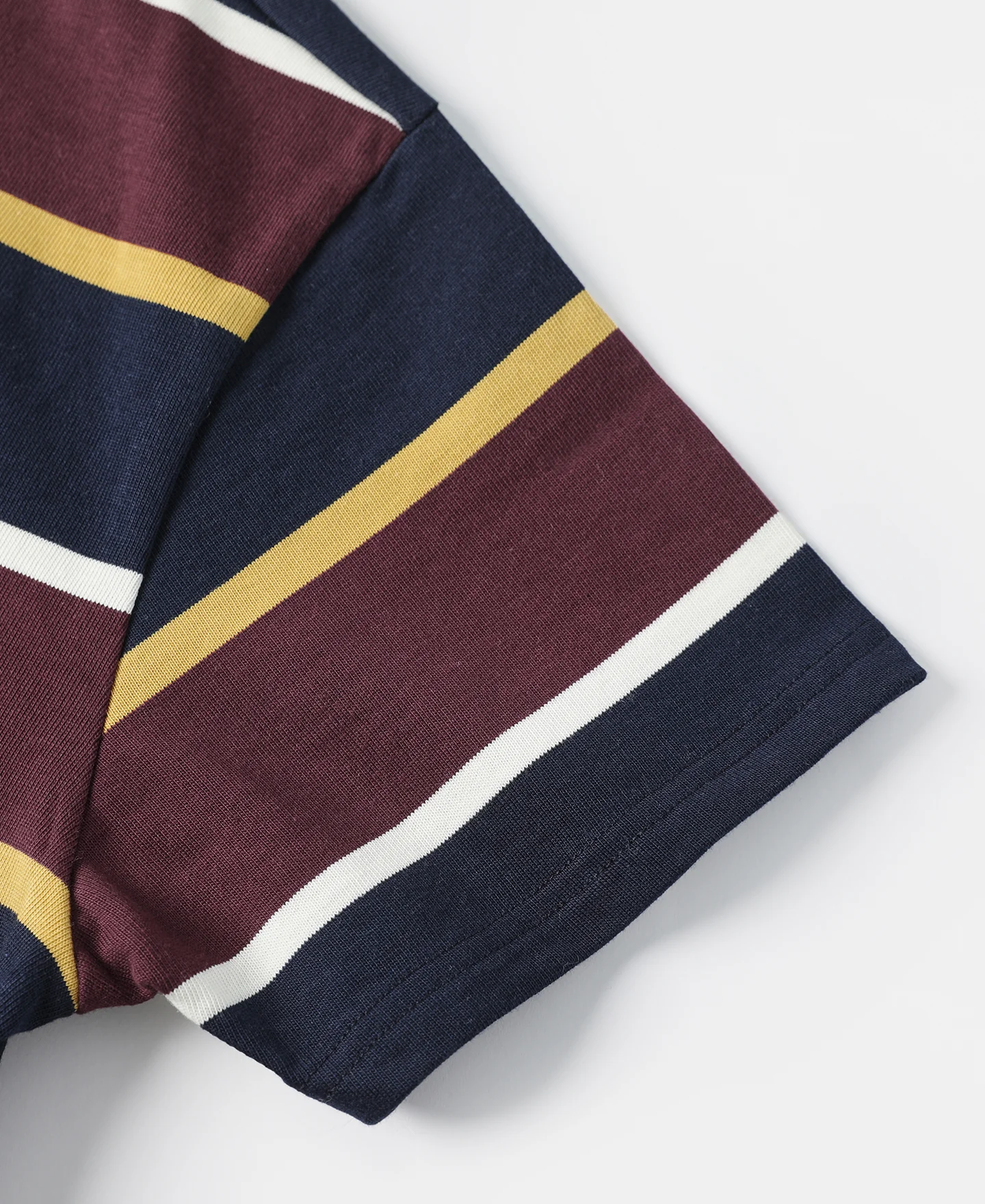 9.8 oz IVY Style Striped T-Shirt - Burgundy Red/Navy - Image 9