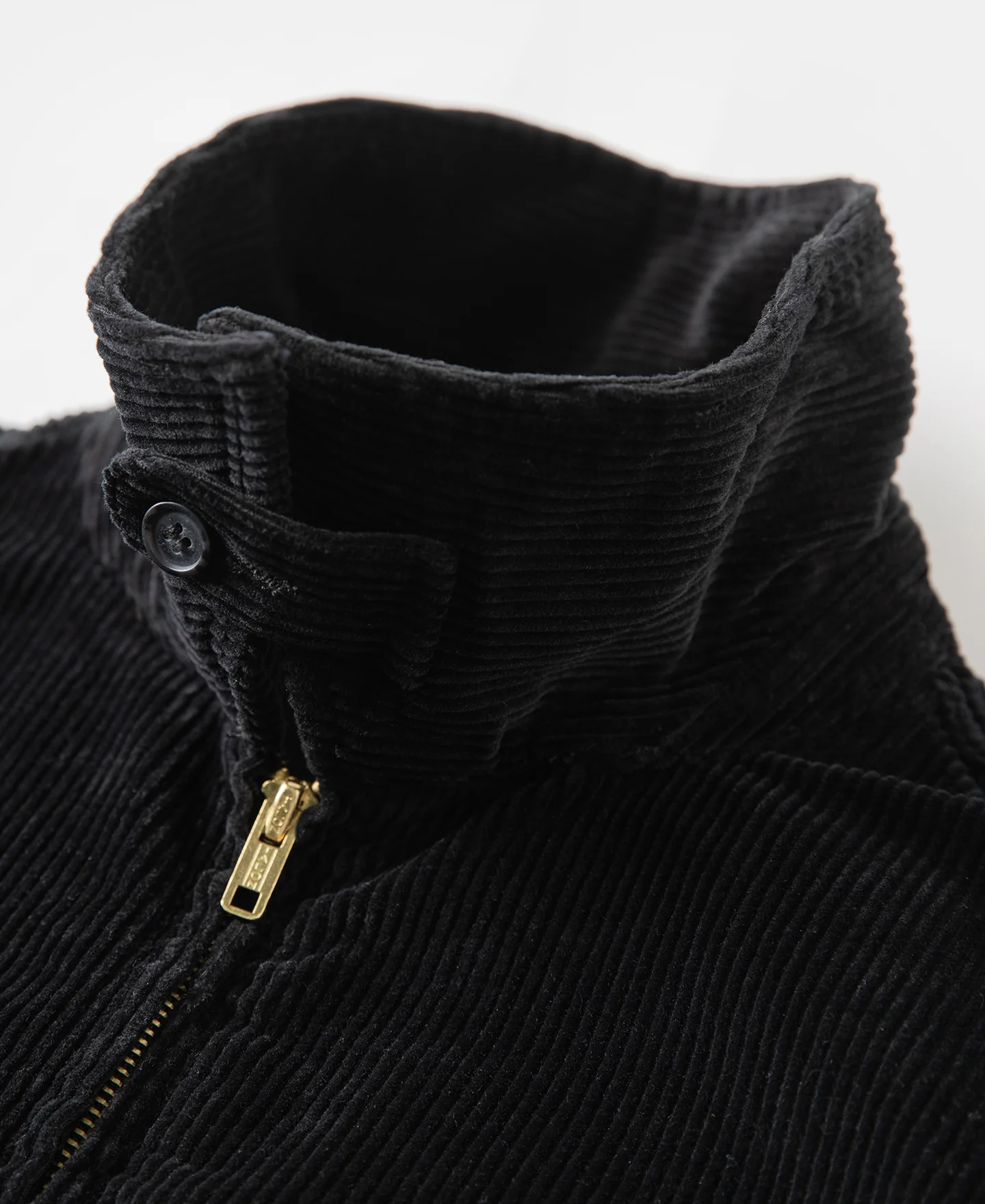 9 Wale Cotton Corduroy Zip-Up Jacket - Black - Image 7