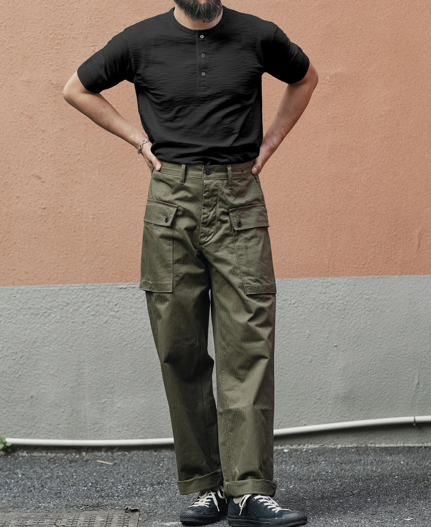 Loopwheel Tubular Henley T-Shirt - Black - Image 3