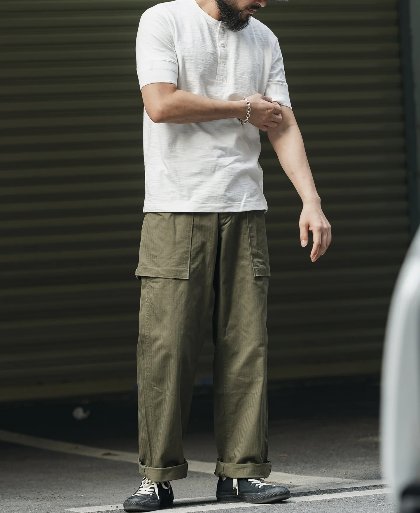 Loopwheel Tubular Henley T-Shirt - White - Image 3