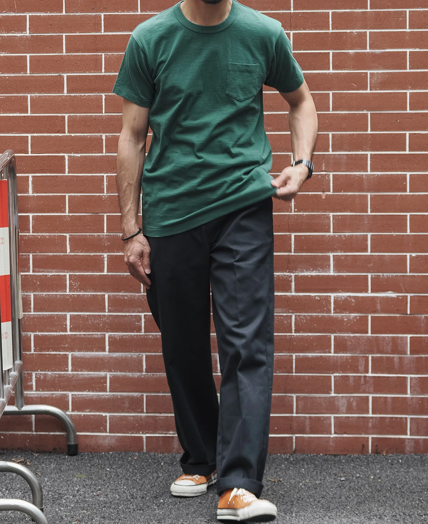 Loopwheel Tubular Slub Cotton Pocket T-Shirt - Green - Image 3
