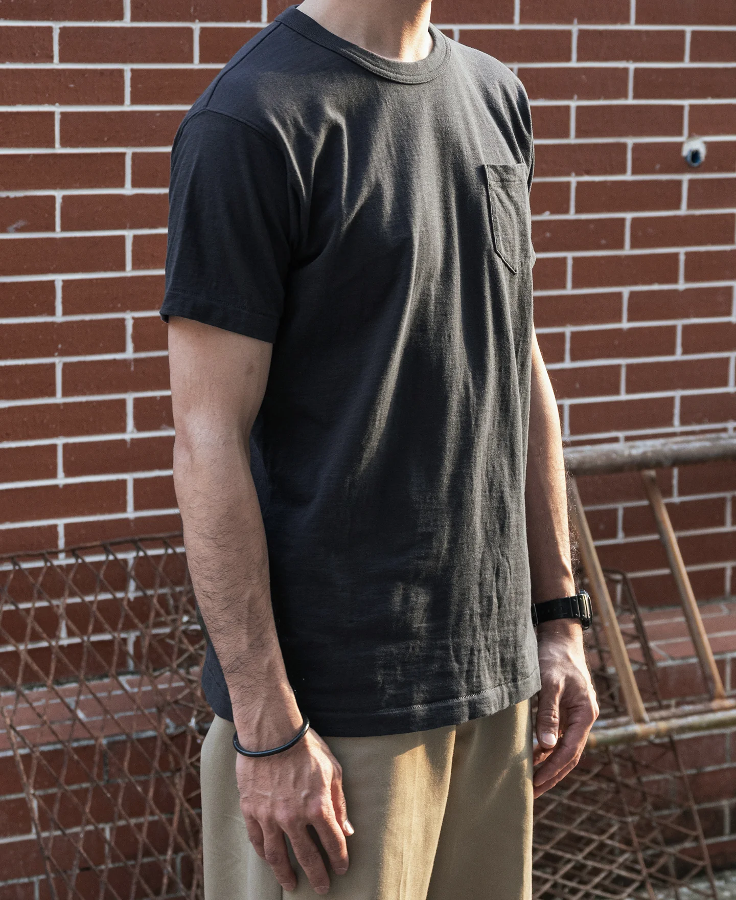 Loopwheel Tubular Slub Cotton Pocket T-Shirt - Vintage Black - Image 4