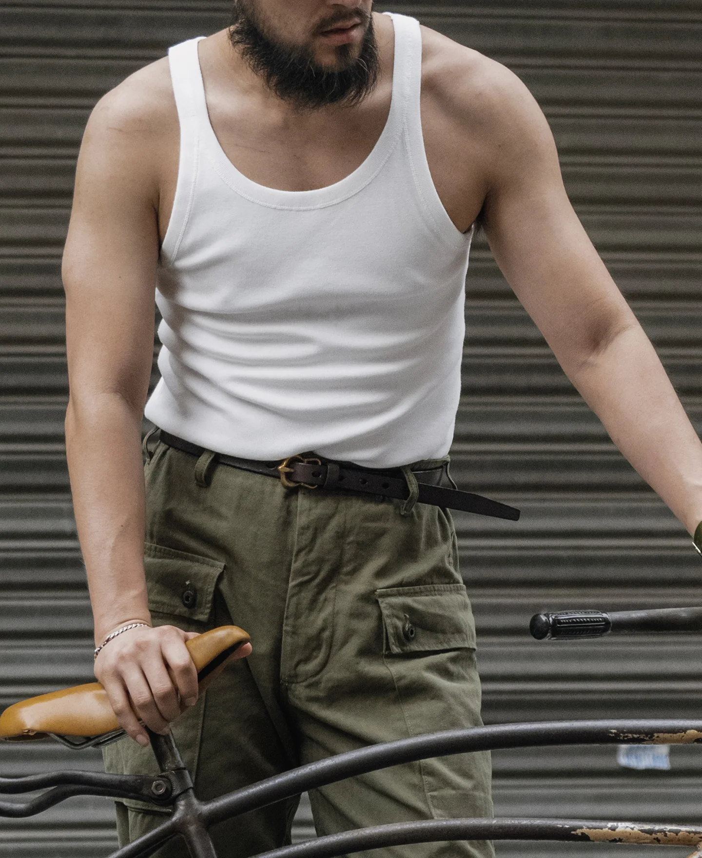Military Cotton Tank Top - White - Image 3
