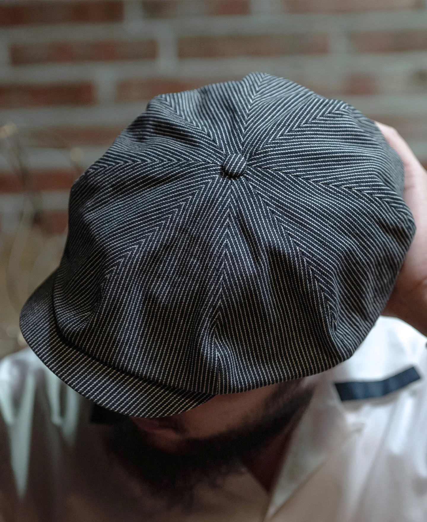Striped Denim Newsboy Cap - Image 5