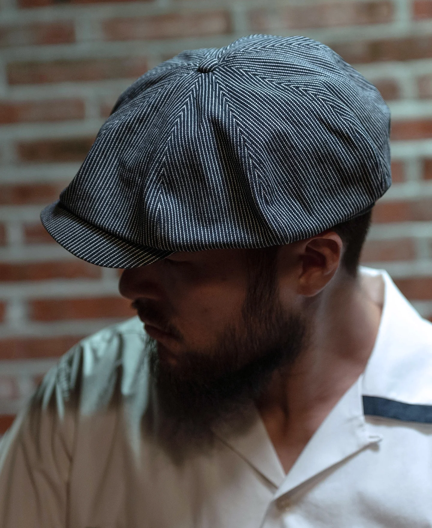 Striped Denim Newsboy Cap - Image 6