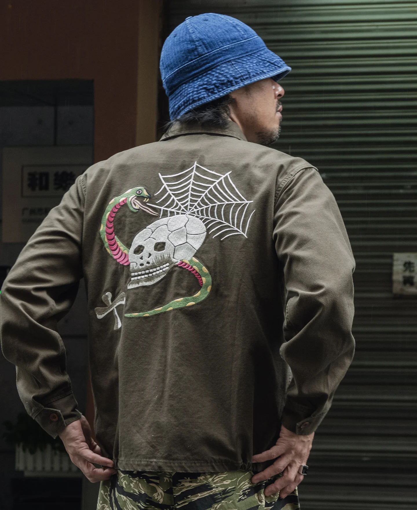Skull Embroidery Vietnam Souvenir Jacket - Image 4