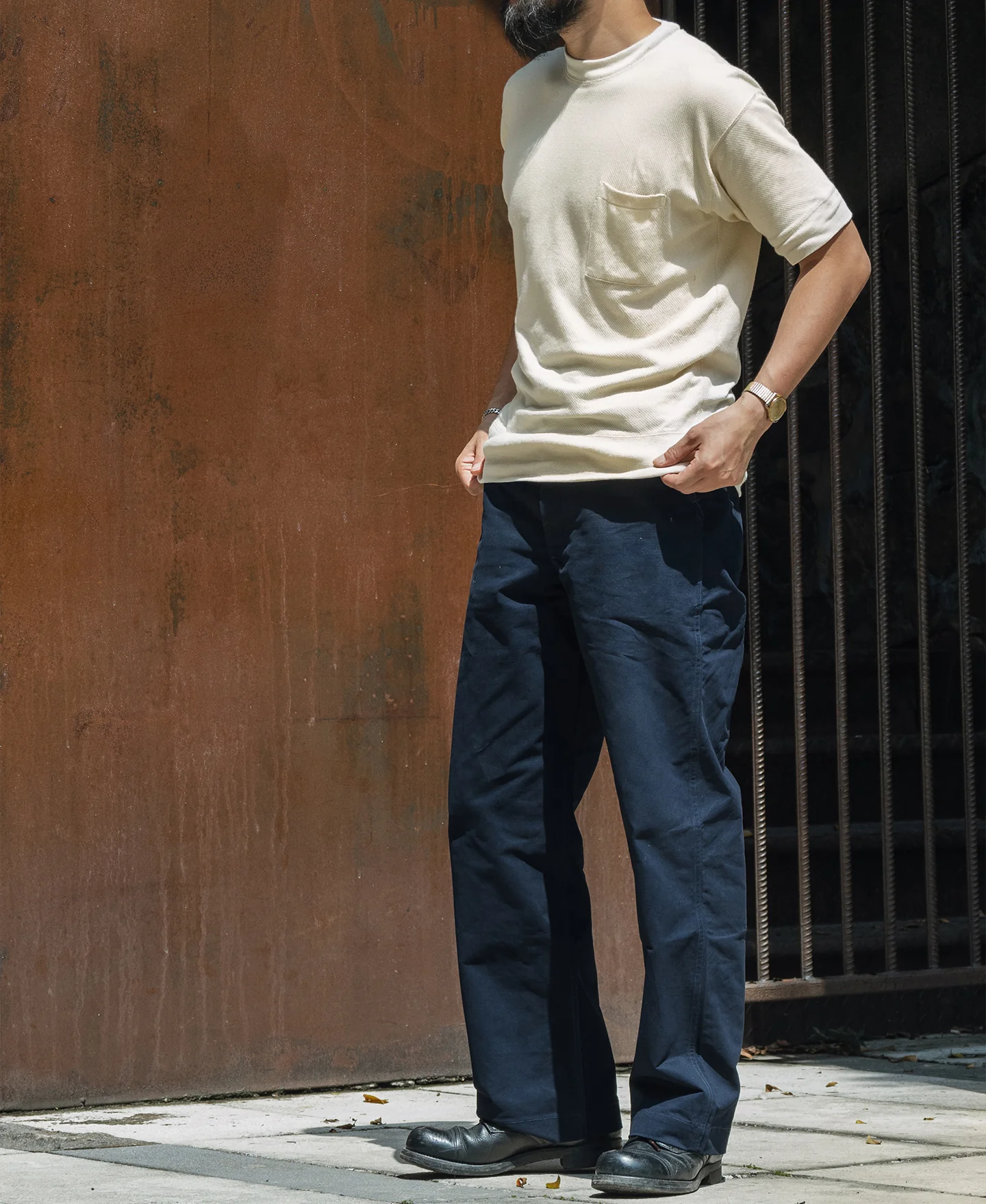 Waffle Knit Pocket T-Shirt - Apricot - Image 3
