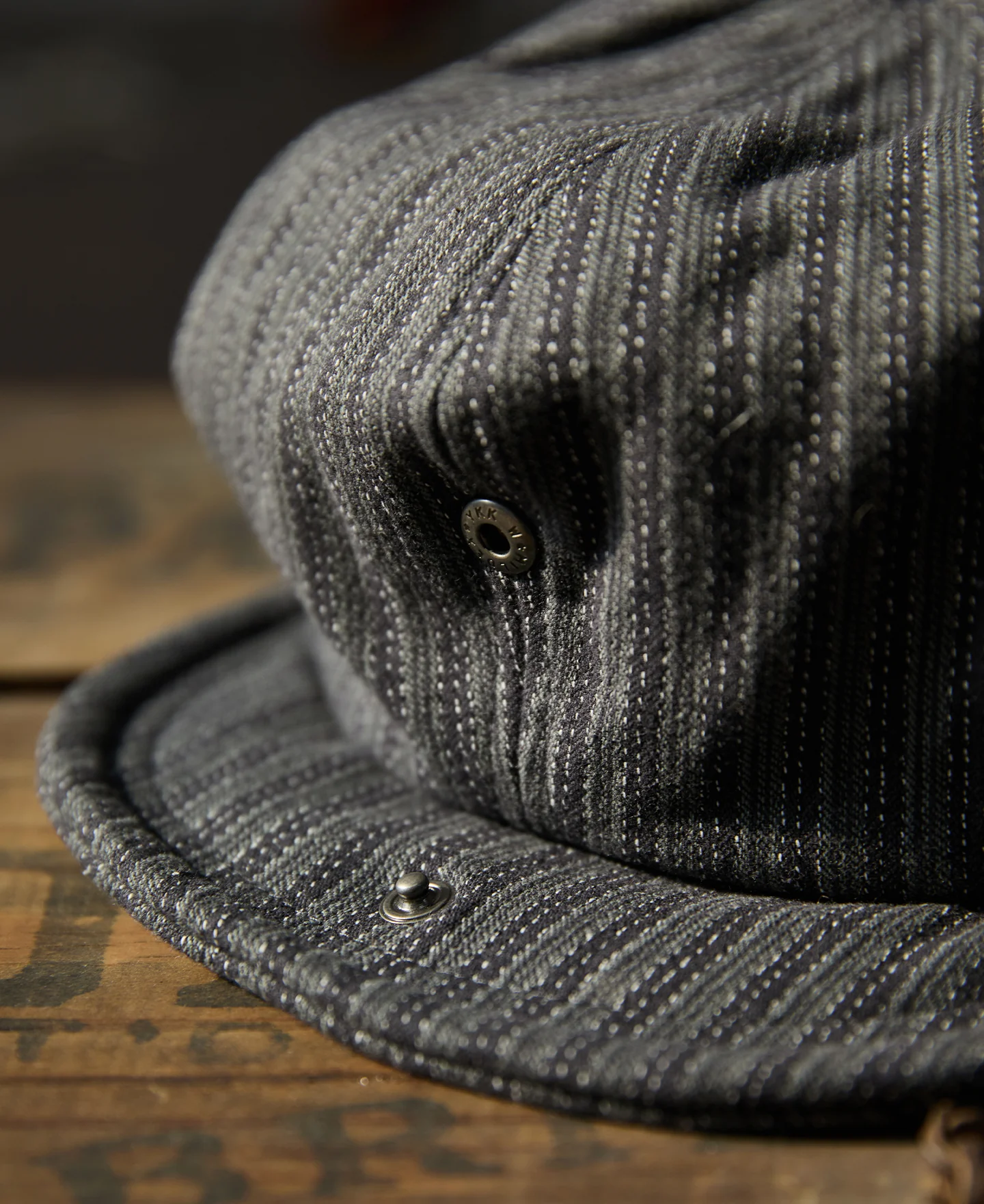 Yarn-Dyed Stripe Newsboy Cap - Black Gray - Image 4